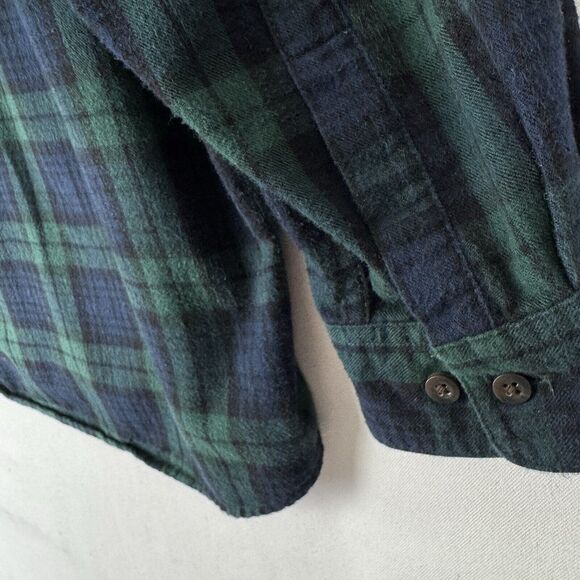 LL Bean Flannel Shirt Mens‎ XLT Green Blue Plaid Button Up Cozy Warm Outdoor - Picture 13 of 13